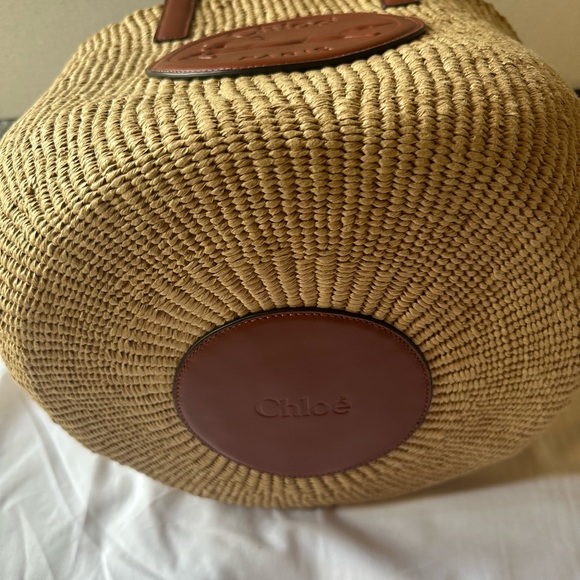Chloe Large Horse Medal Raffia Tote - Picture 7 of 10